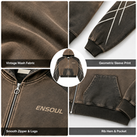 Sweat à capuche vintage pour homme, personnalisé par le fabricant, à manches raglan, effet délavé à l'acide, avec imprimé géométrique personnalisé, en coton, coupe oversize et carrée, style streetwear