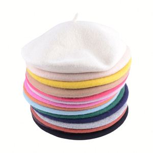 OEM Factory Wholesale Custom in Stock Solid Color Wool French <b>Berets</b> Hat Cap for <b>Women</b> - Product Image 2