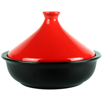 Batterie de cuisine en fonte polie revêtue d'émail pour la maison marmite à tajine marmite à tajine poêle de cuisson avec couvercle en céramique