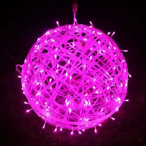 Boule De Lanterne De Noël Suspendue En Rotin Globe LED Extérieur De Navidad Arbre Lanterne Boule pour Paysage Rue Jardin Décoration De Mariage