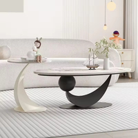 Nouvelle Arrivée Table Basse Créative Moderne Écologique Style Crème pour Salon, Ensemble de Tables d'Appoint de Canapé en Fer et Bois avec Rangement Compact