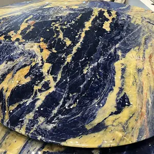 Ubin lempengan batu marmer Onyx biru yang bisa dipesan dengan furnitur