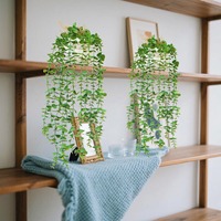 Guirlande artificielle de 100 cm à petites feuilles avec branche de 40 cm, fausse verdure tombante et racines pour décoration murale