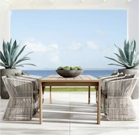 Chaise de jardin d'extérieur en teck massif avec tissage chaise de salle à manger en rotin chaise de salle à manger modulaire d'extérieur chaise de bar et ensemble de table