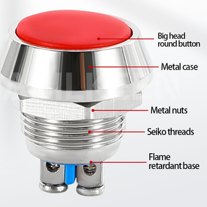 12mm Étanche IP65 Métal Momentané Réinitialisation Boule Sphérique Cercle Rond Tête Dôme Bouton Poussoir Avec Broche et Vis Bornes - Product Image 3