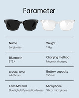 Lunettes de soleil intelligentes à la mode avec prise de vue à distance, double chargement magnétique, IA intelligente et appels Bluetooth