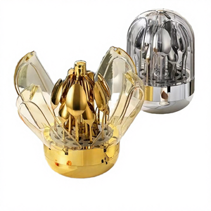 Juego de Cubiertos de Acero Inoxidable de Lujo, 24 Piezas, Diseño de Huevo Plateado, con Cuchillo, Tenedor, Cuchara y Plato para Aperitivos - Product Image 4