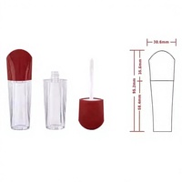Tube de gloss à lèvres carré en plastique personnalisé de 3,5 ml, entièrement transparent, emballage cosmétique personnalisé pour rouge à lèvres