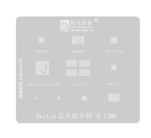 AMAOE 0.12mm Tin Template BGA Reballing Stencil for Mobile Phone Repair Integrated Planting Switch IC Chip BGA200 NFCBEA