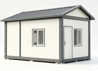 Casa Modular Prefabricada con Techo a Dos Aguas, Panel Sándwich Impermeable, Montaje Rápido para Cuarto de Almacenamiento, Cabaña
