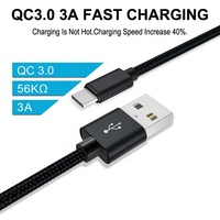 Câble de charge rapide USB vers USB Type C en nylon tressé de qualité supérieure 1M QC 3.0 3A pour iPhone 15 16 17 Samsung Mobile