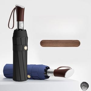ร่มกันแดดลายไม้สีดำกาวดำ UPF50 ผ้าความหนาแน่นสูง รุ่น Factory 210T พร้อมด้ามจับอัตโนมัติ สำหรับผู้เดินทาง - Product Image 1
