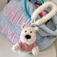 Haute qualité mignon doux chien en peluche en peluche métal porte-clés pendentif sac sac à dos pour téléphone portable et clés de voiture