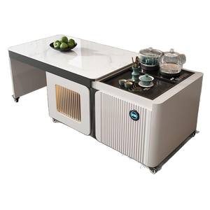 Mesa de té Chun Gui Fang Kung Fu de 50 cm de altura, mueble de salón con losa de piedra integrada, con almacenamiento y ruedas - Product Image 5