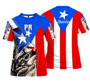 Cá nhân puerto rican tùy chỉnh của nam giới tee ngắn tay áo Crew Neck đơn giản T-Shirt dropshipping thời trang về phía trước vàng cổ điển Tee