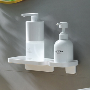 Étagère murale Leyix en plastique blanc, 1 niveau, pour salle de bain et cuisine, montage sans perçage - Product Image 1