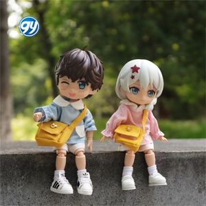 أزرق فاتح وردي Ob11 ملابس أطفال قميص + بنطال + قبعة + حقيبة دب أرنب بدلة روضة أطفال مولي ملابس أطفال GSC جسم 12 BJD إكسسوار - Product Image 4