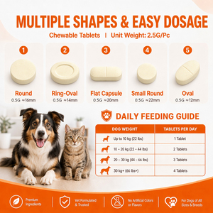 Comprimés à mâcher probiotiques Waylemo pour chiens et chats, probiotiques pour chiens, santé intestinale, fonction digestive et soutien immunitaire, 120 comprimés - Product Image 4
