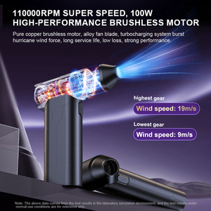 Souffleur d'air électrique portable 110000 tr/min, rechargeable, pour le nettoyage de la poussière à la maison et en voiture - Product Image 3
