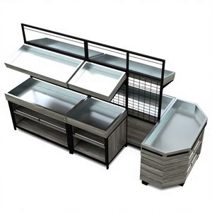 Étagères à fruits et légumes en acier et bois à plusieurs niveaux, très vendues, pour supermarchés - Product Image 4