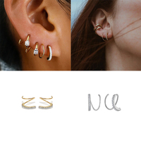 Boucles d'oreilles manchette en argent sterling ROXI S925 avec barre torsadée et diamants