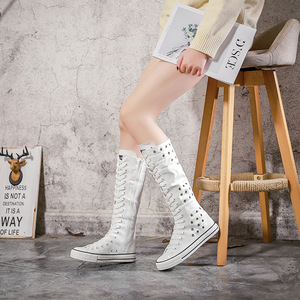 Botas de Cano Alto Primavera Outono com Recortes Vazados, Plataforma Grossa, Estilo Espadrille, Respiráveis, Casuais, para Dança, Tendência da Moda - Product Image 4