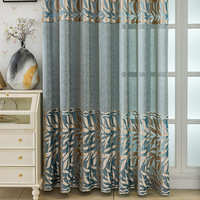 Rideaux bleus jacquard modernes haut de gamme avec design creux pour Amazon fini en gros pour chambre et salon