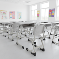 Tables et chaises d'étude scolaires réglables en hauteur, en plastique, confortables et de haute qualité pour les étudiants universitaires
