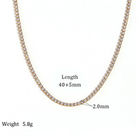 Bracelet/Collier de Tennis de Luxe Tempusort, Bijoux à la Mode, Acier Inoxydable, Chaîne de Collier en Zircon de 2 mm pour Femmes