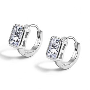 Dylam Fashion Jewelry Women <b>Silver</b> 18K Gold Plated Square 5A Cubic Zirconia S925 <b>Silver</b> <b>Hoop</b> Earrings - Product Image 1