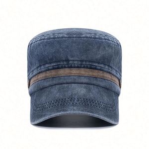 Arrival Faded Cotton <b>Flat</b> Top Camp <b>Cap</b> Breathable Outdoor Sun Hat Two Tone Sports <b>Cap</b> for <b>Men</b> - Product Image 3