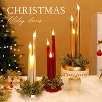 Ensemble de bougeoirs électroniques LED à 3 bâtons sur base ronde pour mariage, banquet, Noël, maison, villa, cadeau de fête, décoration