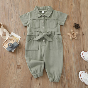 Conjuntos de Ropa para Niñas al por Mayor 2021, Trajes de Jeans de Manga Corta Lisos y Modernos, Monos para Niñas - Product Image 3