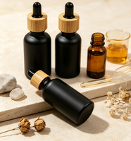 Flacon de recharge d'huile essentielle anti-UV en ambre avec col en bois de bambou, flacon cosmétique vide