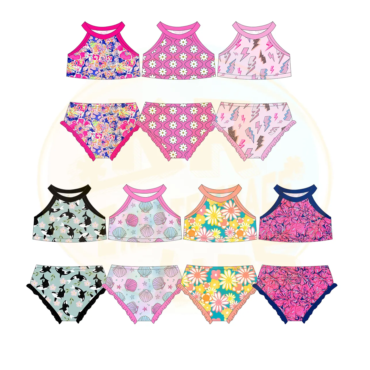 Groothandel Mode Baby Meisje Zwemmen Badpak Kinderen Schattige Bloemenprint Strandkleding Voor Boetieks Tieners Kids Bikini Badpak