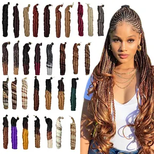 Kanekalons Rambut Serat Ikal Perancis Mengepang Rambut Crochet Extensiones Crochet Spiral Perancis Keriting Halus untuk Kepang Gaya Pony