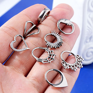 Toposh G23 التيتانيوم الشفاف CZ f136 أقراط مرصعة بالغضروف الأنف حلقة الأذن segmrngt cliker مجوهرات ثقب التيتانيوم - Product Image 2