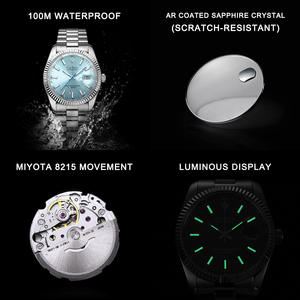 Reloj Mecánico <span class=keywords><strong>CADISEN</strong></span> para Hombre Completamente Automático de Acero Inoxidable Movimiento 8214 Puntero Luminoso Fondo Transparente 30m Resistente al Agua - Product Image 4