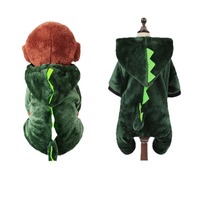 Dinosaure Design drôle hiver chien combinaison auto-chaud polaire vêtements pour animaux de compagnie avec motif solide