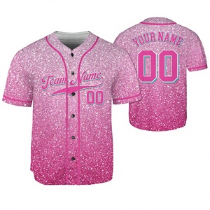 Fashion Glitter Ombre Cotton Short Sleeve Baseball Jersey Custom Gradient Game Day Outfit for Unisex Adults Matching <b>Fan</b> Wear - Product Image 1