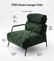 Fauteuil lounge contemporain italien minimaliste à dossier roulant cylindrique à deux niveaux |    Fauteuil d'appoint en bouclette vert forêt pour villa
