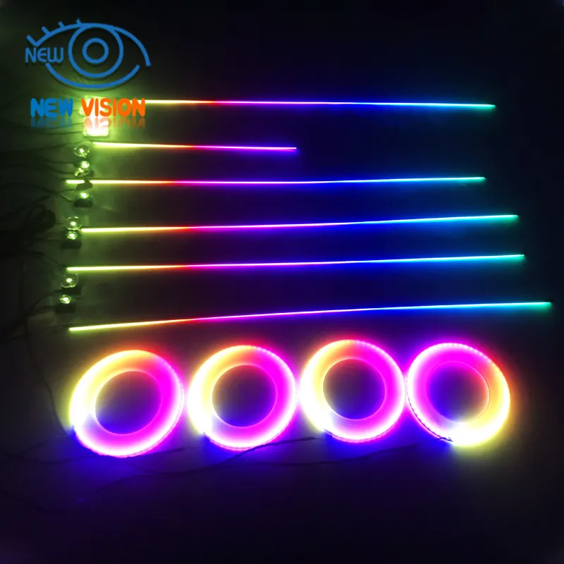 22 in 1 RGB LED Car Ambient led interior light Decoration Acrylic Strip 64 Colors By App Control Atmosphere led auto luces strip