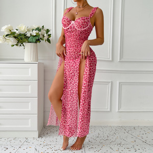 Conjunto de Dos Piezas Sexy para el Hogar: Falda con Tirantes y Vestido con Abertura Alta y Espalda Descubierta 3827 - Product Image 3