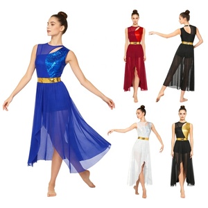 Vestido de Baile Lírico Metálico para Mujer, Ropa de Danza Litúrgica, para Actuaciones en Escenario, Competiciones y Eventos de Danza - Product Image 1