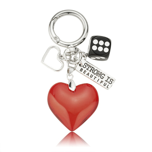 Portachiavi di Lusso per San Valentino, Charm a Forma di Cuore Rosso Trasparente Kawaii, Decorazione in Resina a Forma di Cuore Argentato, Ciondoli a Forma di Palla da Biliardo - Product Image 2