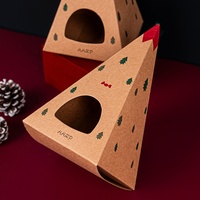 Boîte à bonbons de Noël personnalisée en forme de triangle, en matériaux recyclés, impression quadricolore, papier kraft fait main, pour cadeau alimentaire