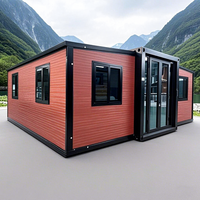 Villa préfabriquée de luxe prête à l'emploi 20 pieds 40 pieds, maison conteneur mobile extensible insonorisée, mini-maison 2-5 chambres, bureau