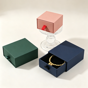 Wholesale Factory Custom logo Packaging Case Gift <b>Ring</b> Necklace Box Paper Green Blue <b>Storage</b> Drawer Jewellery Box - Product Image 3