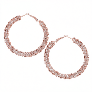 Pendientes de Aro E4161 en Oro Rosa con Cristales de Circonita, Joyería de Lujo para Mujer para Fiestas - Product Image 1