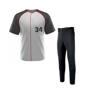 ชุดยูนิฟอร์มเบสบอลแบบกำหนดเองสำหรับผู้ชาย เสื้อสีขาวเทา กางเกงสีดำ เบอร์ 34 พิมพ์ลายแบบซับลิเมชั่น ระบายเหงื่อได้ดี ทรงปกติ - Product Image 5
